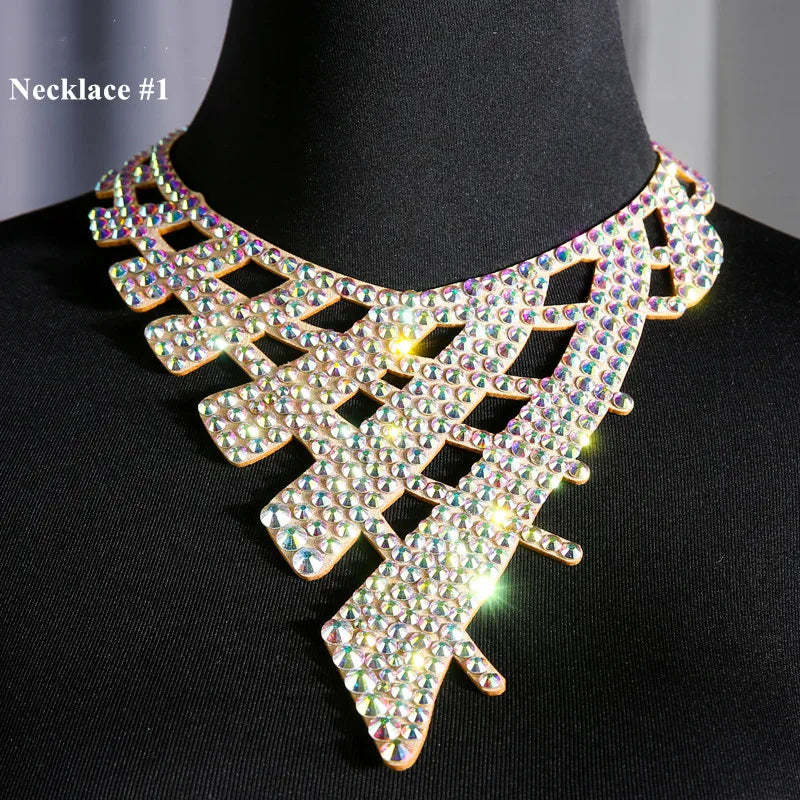 Belly Dance Sparkle Necklace Jewelry Competition Dancer Accessory Shine Dancing Necklace Stage Performance Costume Egypt Show