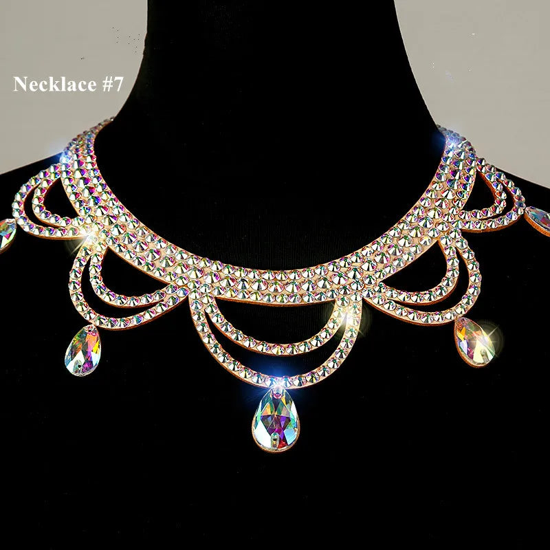 Belly Dance Sparkle Necklace Jewelry Competition Dancer Accessory Shine Dancing Necklace Stage Performance Costume Egypt Show