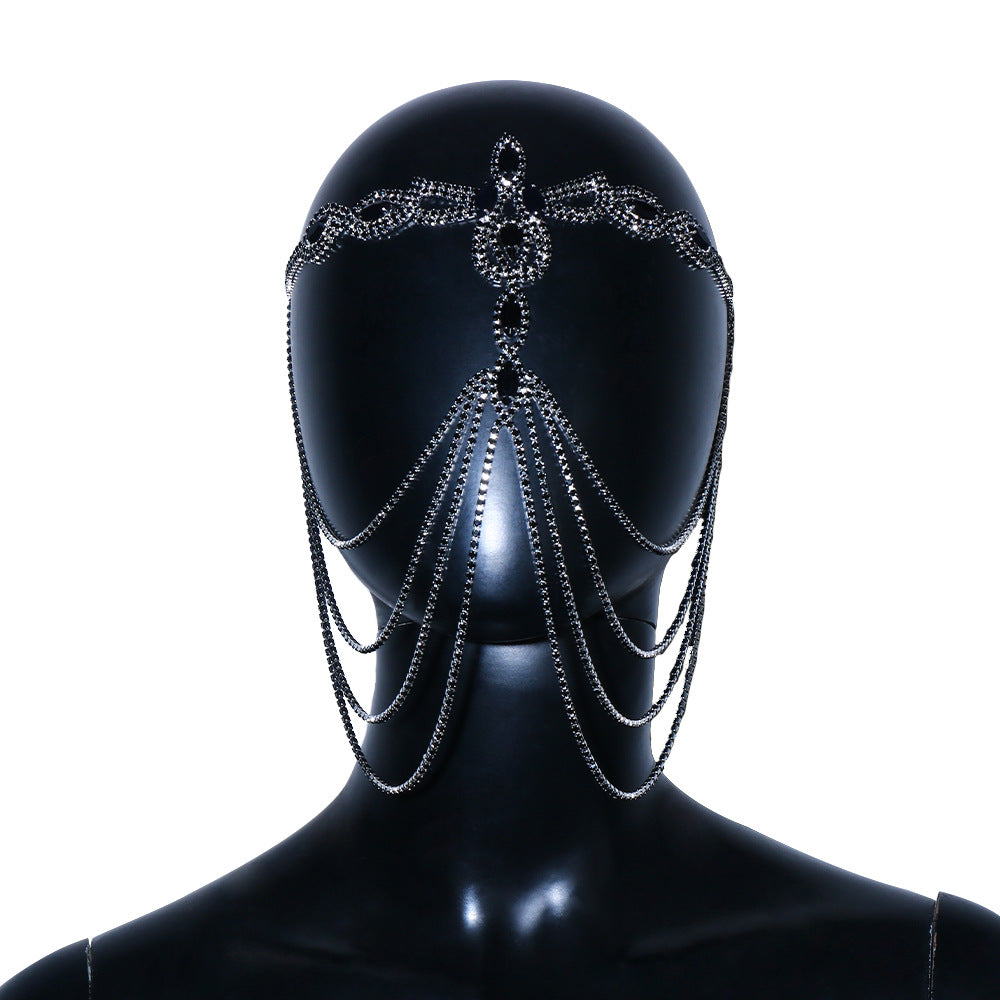 Exaggerated Rhinestone Black Mask Hair Accessories