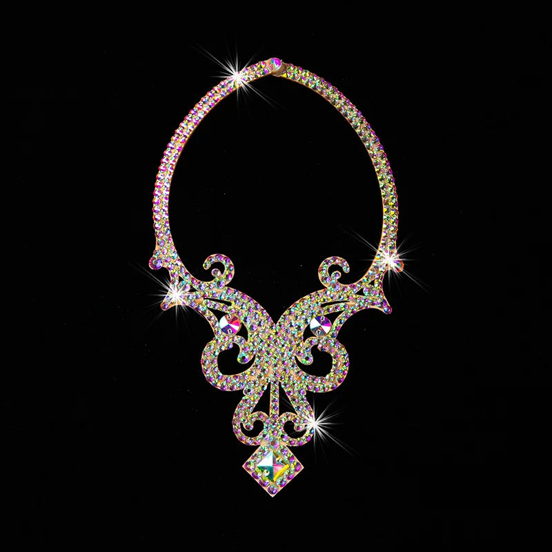 Belly Dance Sparkle Necklace Jewelry Competition Dancer Accessory Shine Dancing Necklace Stage Performance Costume Egypt Show