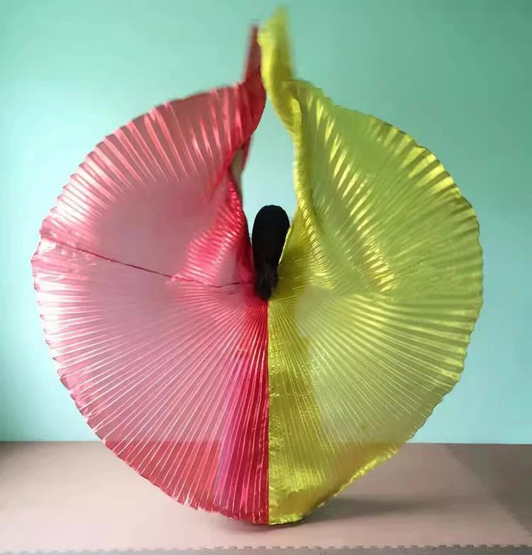 Adult Belly Dance Wings Dance Props Rose Red Royal Blue Double Color Split Golden Indian Dance Oriental Dance Accessory Wings