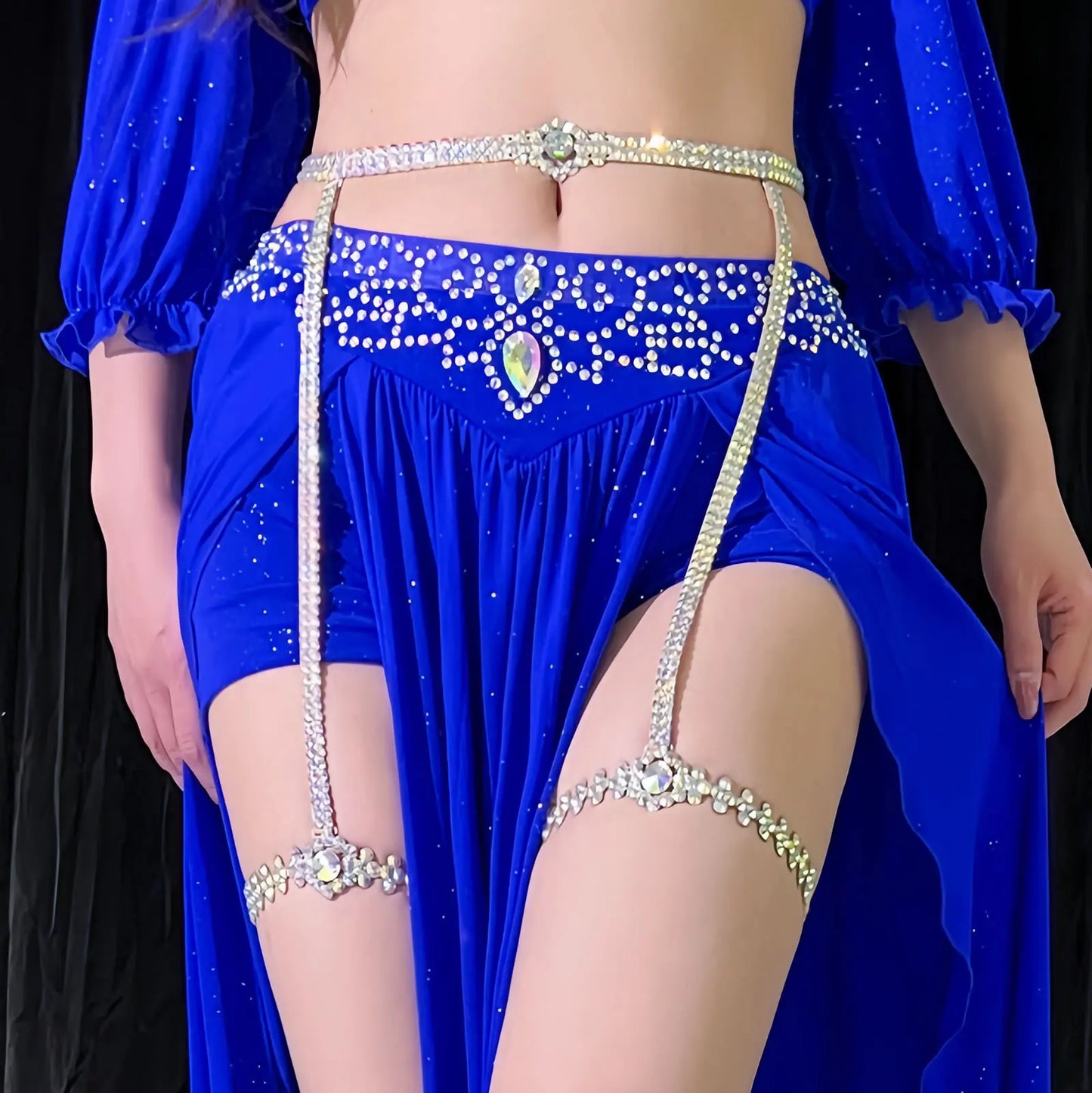 Sexy Female Belly Dance Wear Decoration Bellydance Jewelry Shinning Rhinestone Waist Chain Belly Dance Accessories For Leg