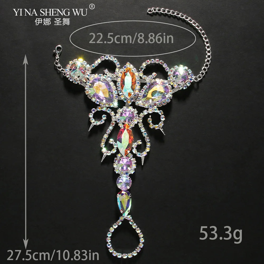 Belly Dance Costume Accessories Sexy Rhinestones Leg Chains Bracelet Shiny Crystal Jewelry For Bellydance Performance Show Wear
