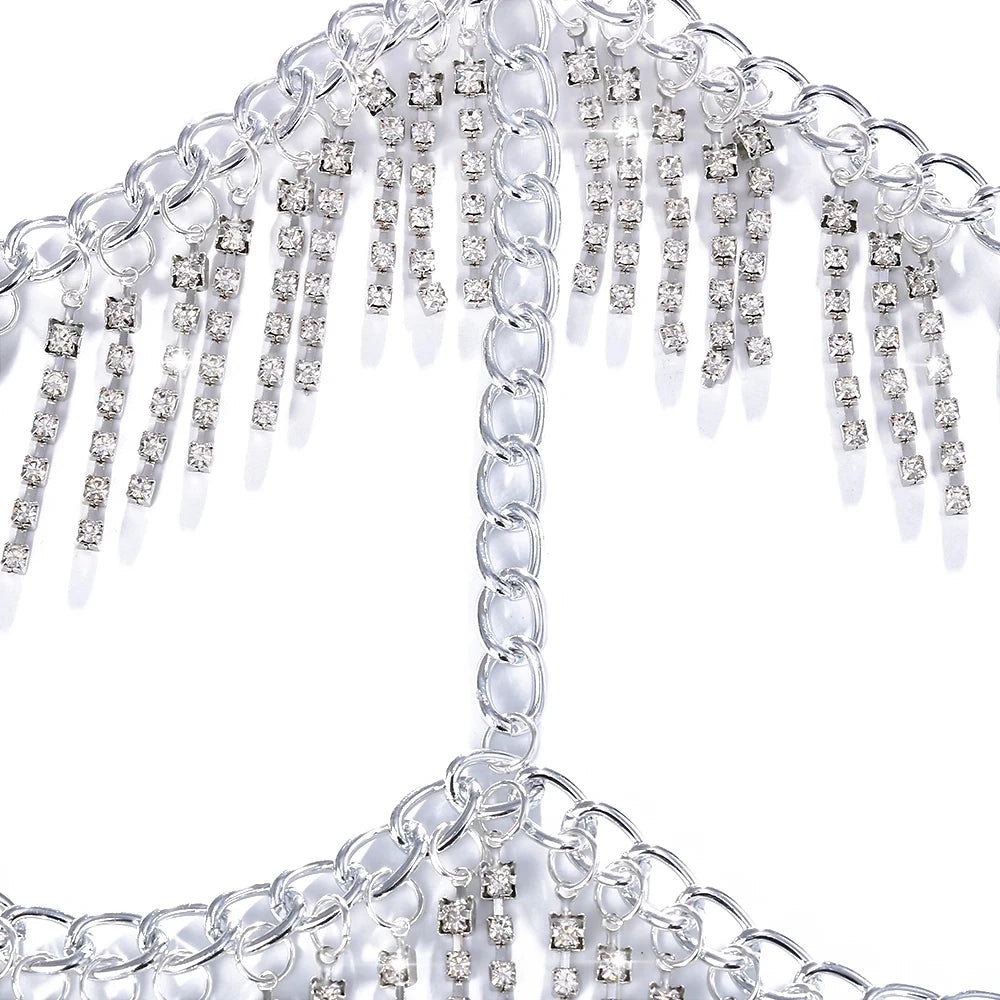 2024 Face Tassel Mask for Women Chain Cosplay Full Rhinestone Carnival Clothing Women Custumes Fashion Rave Masks Party Jewelry