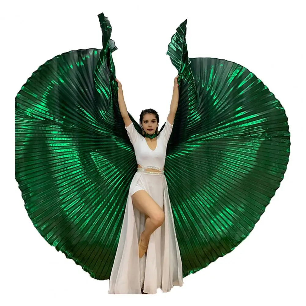 1 Set Performance Cape with Telescopic Rod 360 Degree Belly Dance Wings Egyptian Costume Pleated Halloween Performance Props
