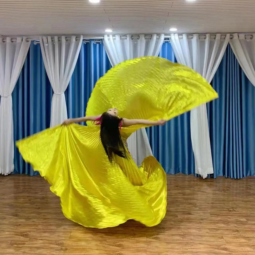 1 Set Performance Cape with Telescopic Rod 360 Degree Belly Dance Wings Egyptian Costume Pleated Halloween Performance Props