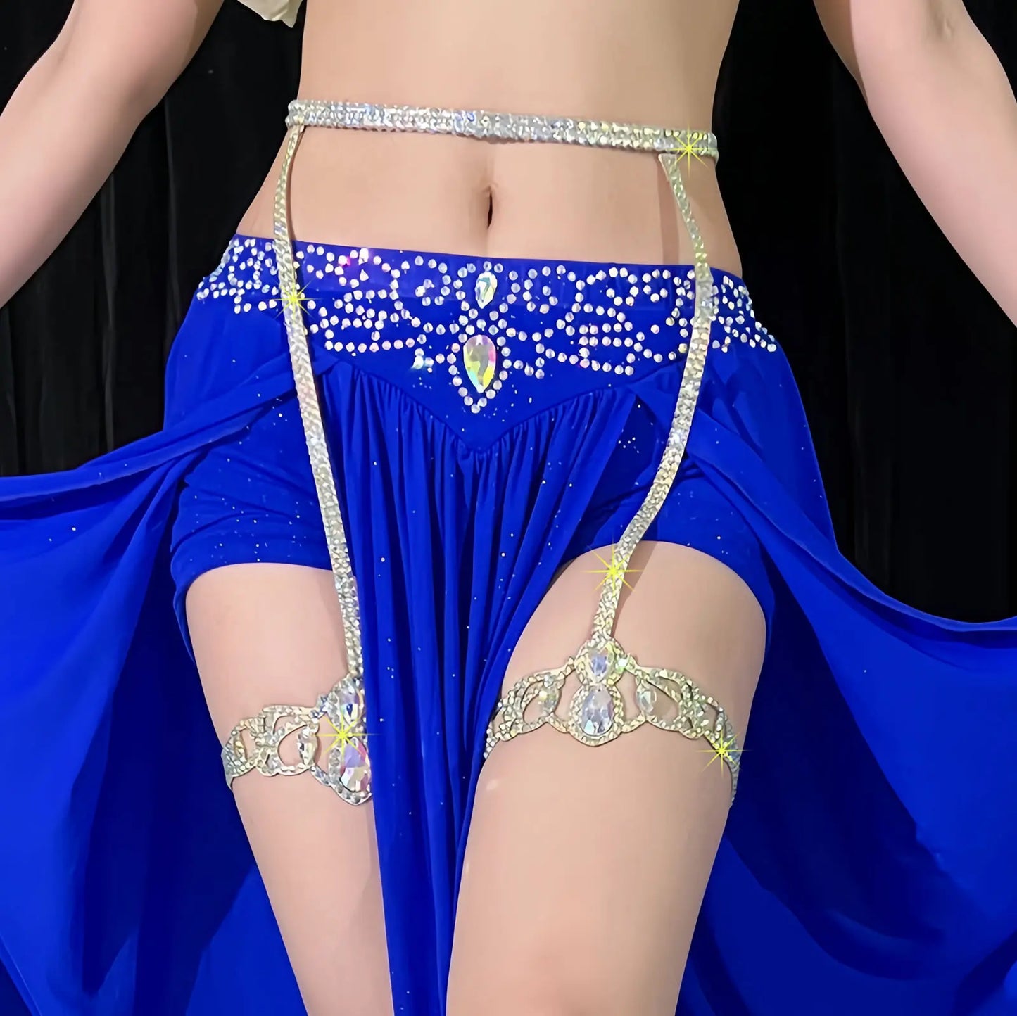Sexy Female Belly Dance Wear Decoration Bellydance Jewelry Shinning Rhinestone Waist Chain Belly Dance Accessories For Leg
