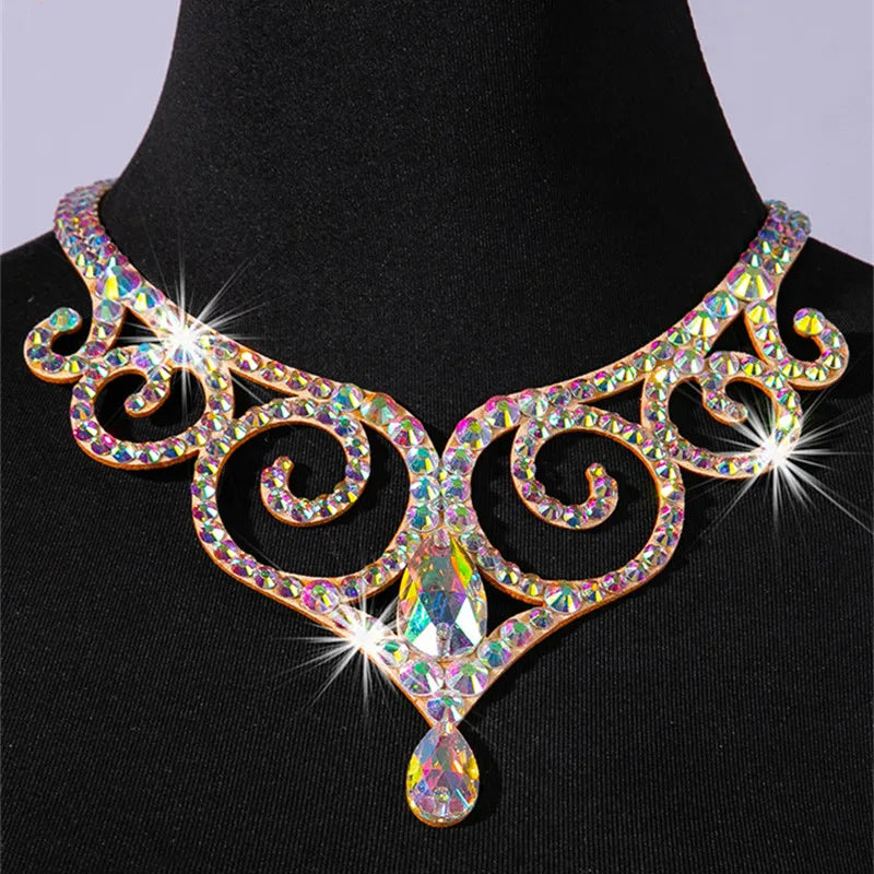 Belly Dance Sparkle Necklace Jewelry Competition Dancer Accessory Shine Dancing Necklace Stage Performance Costume Egypt Show