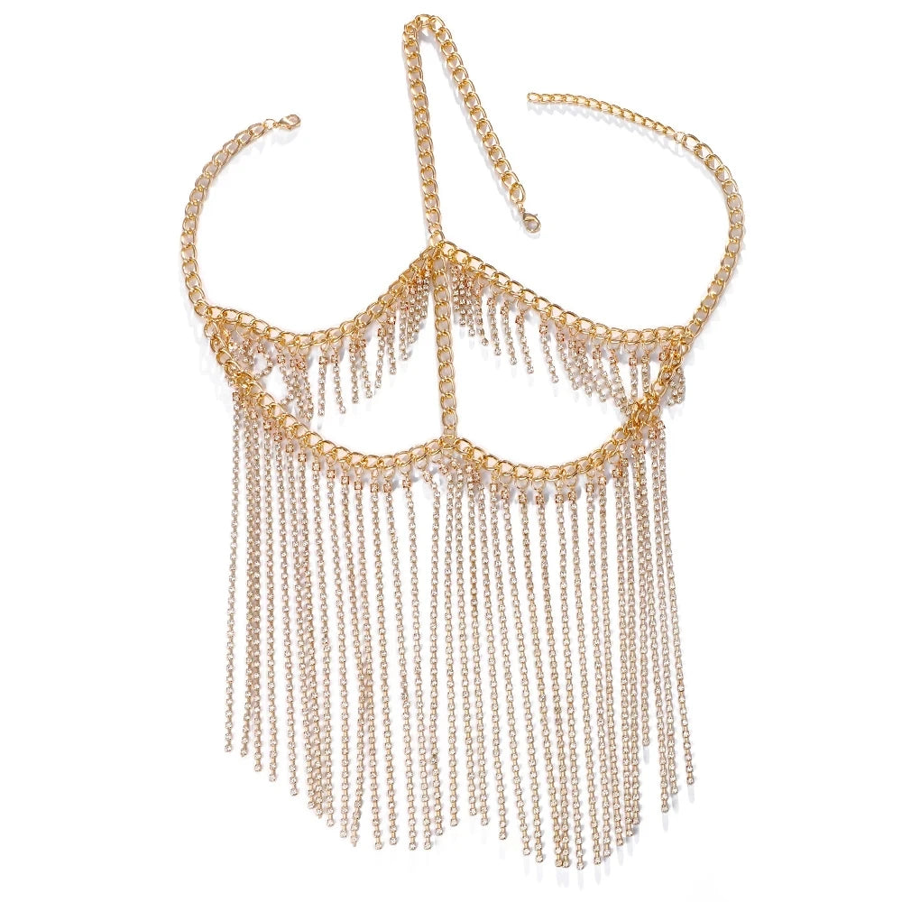 2024 Face Tassel Mask for Women Chain Cosplay Full Rhinestone Carnival Clothing Women Custumes Fashion Rave Masks Party Jewelry
