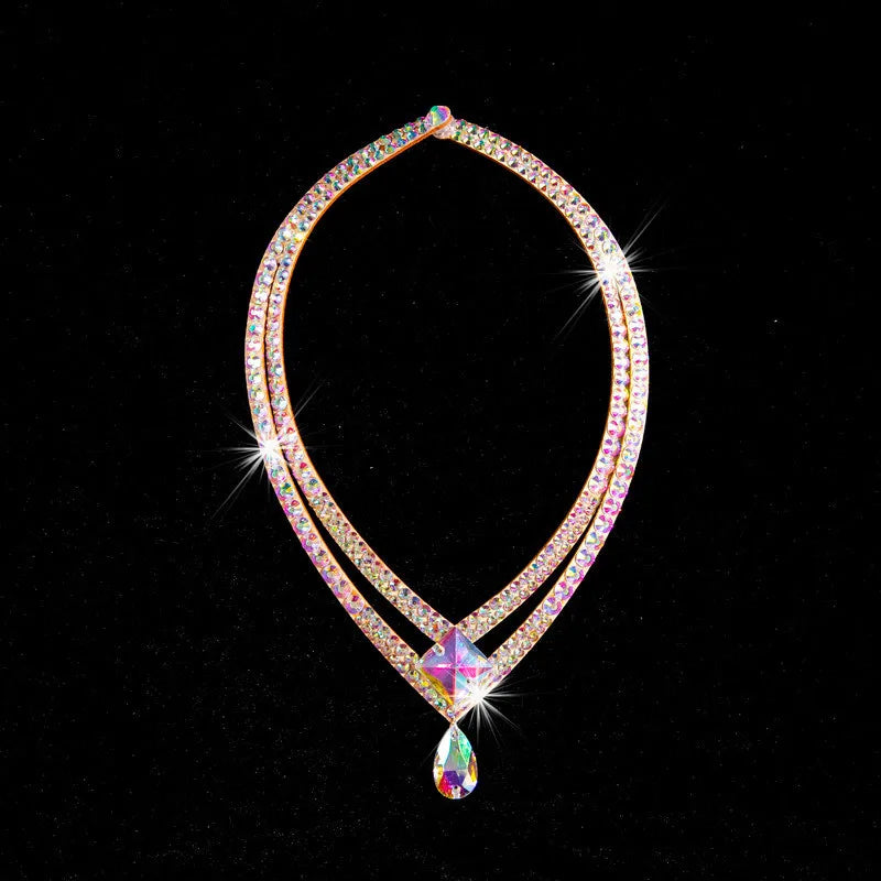 Belly Dance Sparkle Necklace Jewelry Competition Dancer Accessory Shine Dancing Necklace Stage Performance Costume Egypt Show