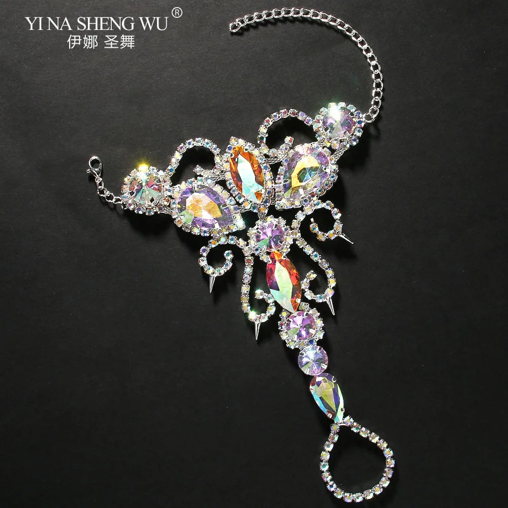 Belly Dance Costume Accessories Sexy Rhinestones Leg Chains Bracelet Shiny Crystal Jewelry For Bellydance Performance Show Wear