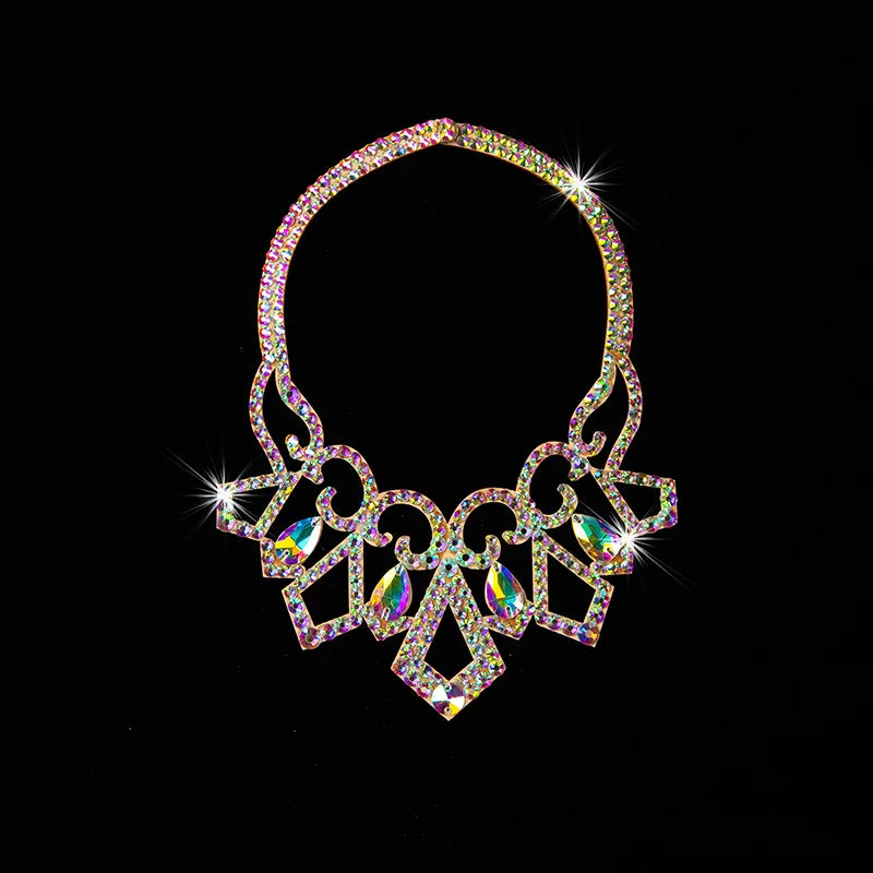 Belly Dance Sparkle Necklace Jewelry Competition Dancer Accessory Shine Dancing Necklace Stage Performance Costume Egypt Show