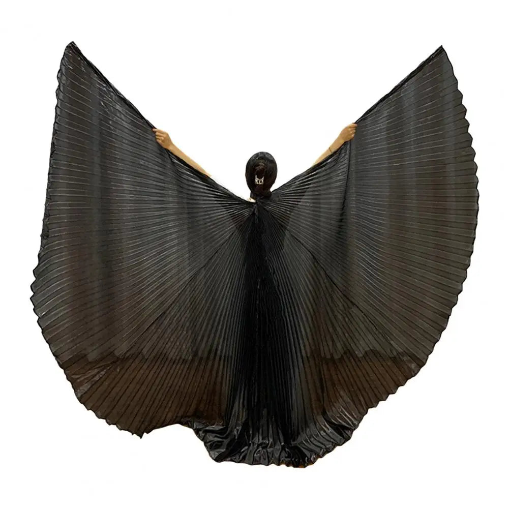 1 Set Performance Cape with Telescopic Rod 360 Degree Belly Dance Wings Egyptian Costume Pleated Halloween Performance Props