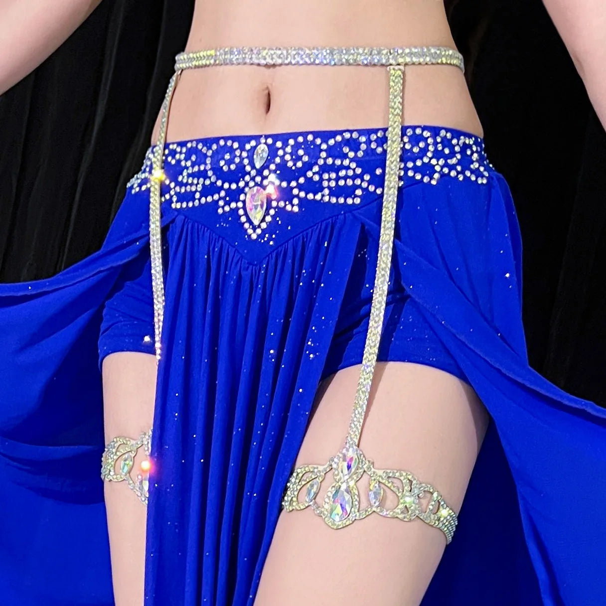 Sexy Female Belly Dance Wear Decoration Bellydance Jewelry Shinning Rhinestone Waist Chain Belly Dance Accessories For Leg