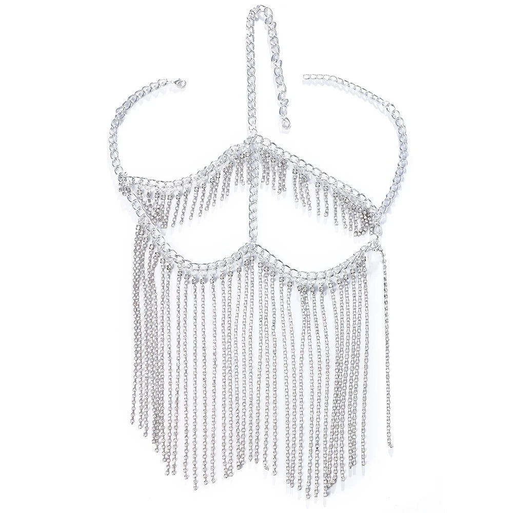 2024 Face Tassel Mask for Women Chain Cosplay Full Rhinestone Carnival Clothing Women Custumes Fashion Rave Masks Party Jewelry