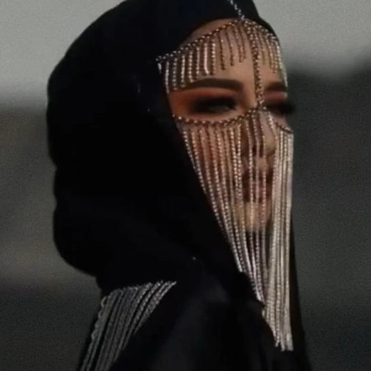2024 Face Tassel Mask for Women Chain Cosplay Full Rhinestone Carnival Clothing Women Custumes Fashion Rave Masks Party Jewelry