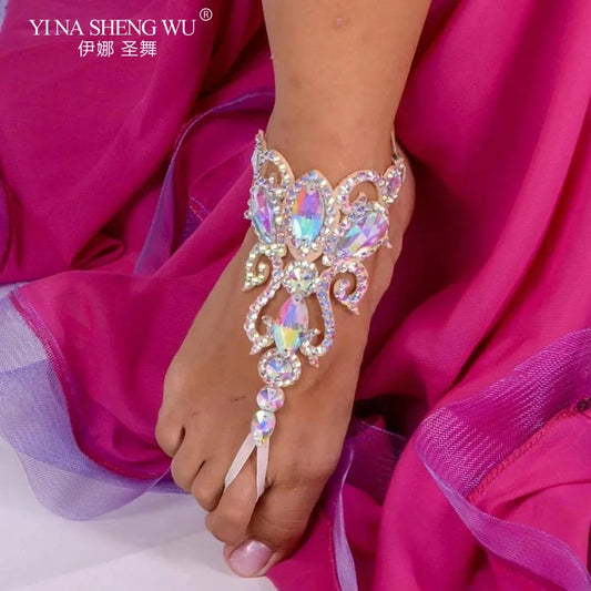 Belly Dance Costume Accessories Sexy Rhinestones Leg Chains Bracelet Shiny Crystal Jewelry For Bellydance Performance Show Wear